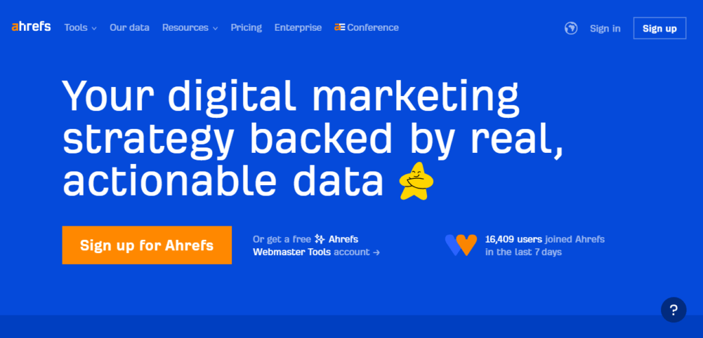 Ahrefs website main page