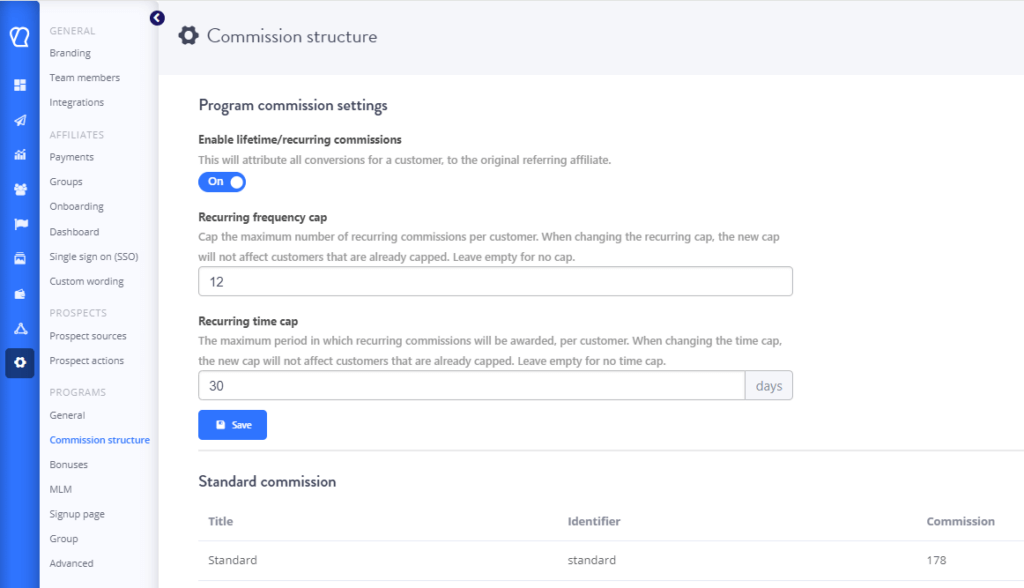 Tapfiliate's Commission Structure Options