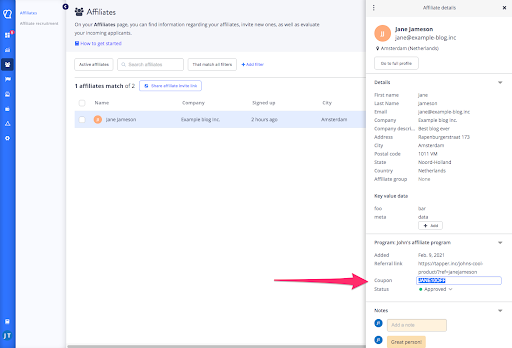 Coupon tracking in Tapfiliate