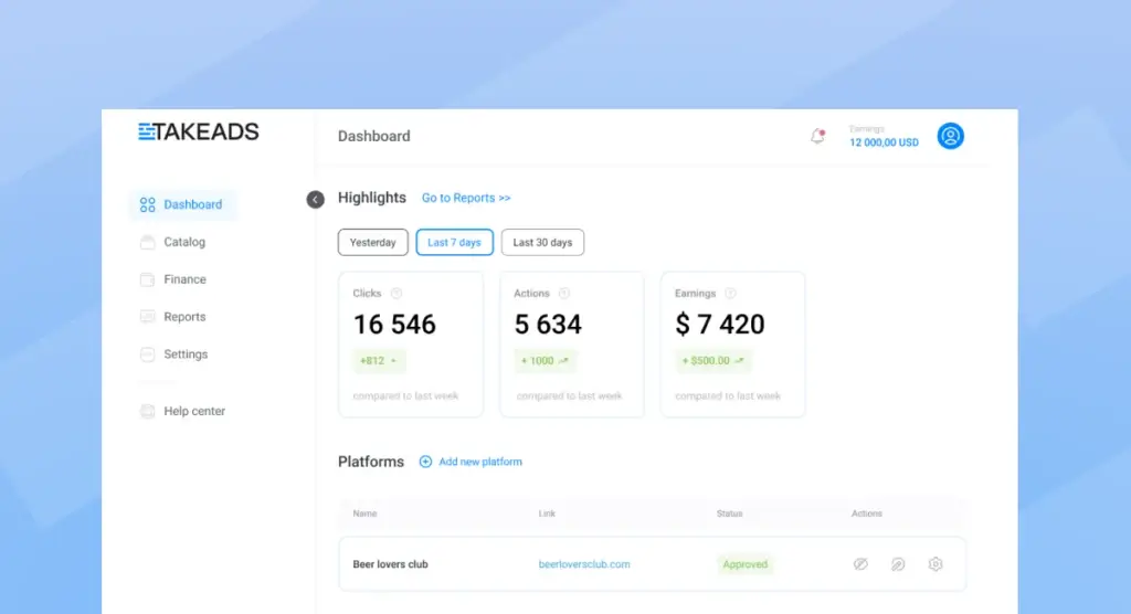 Takeads Dashboard