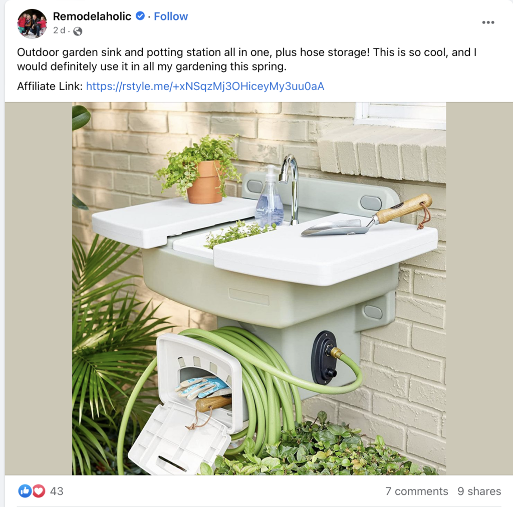 Example of an affiliate post on Facebook
