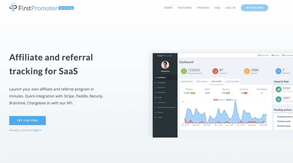 FirstPromoter homepage