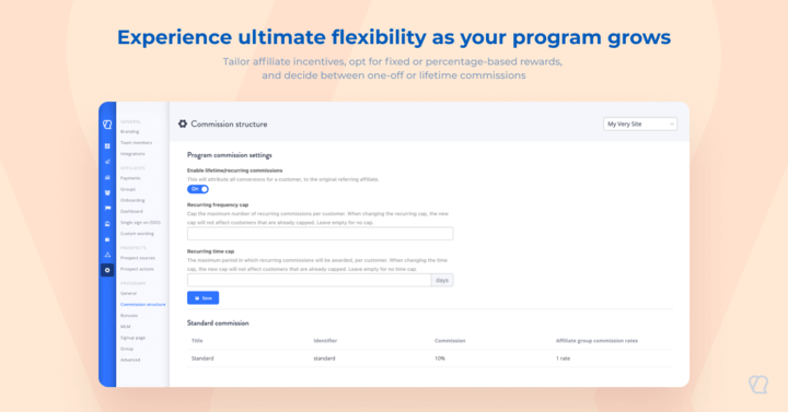 Tapfiliate Feature: Commission Structure