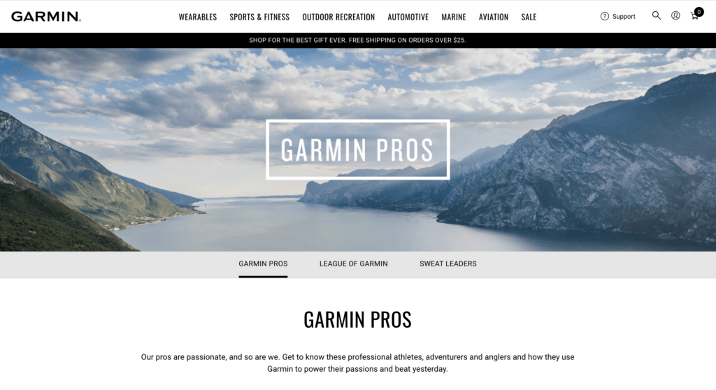 Garmin homepage screenshot