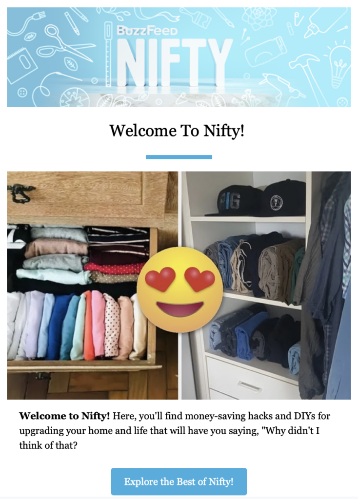 Nifty welcome email from. Buzzfeed