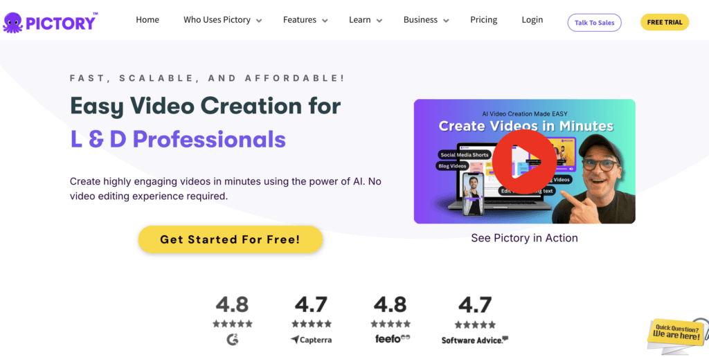 Pictory website main page