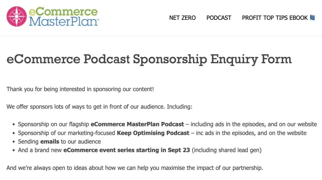 Podcast Sponsorship
