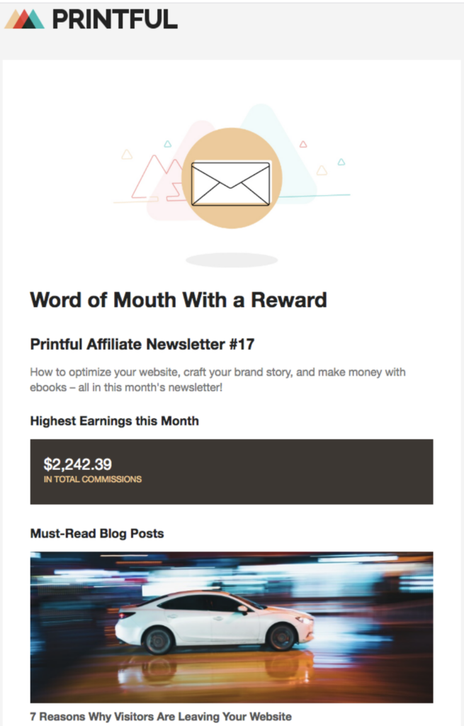 Printful affiliate email