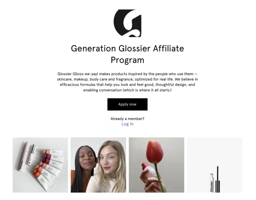 Glossier affiliate program example