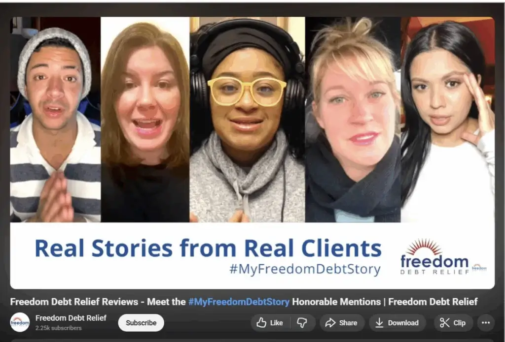 Freedom Debt Relief clients share their stories on YouTube