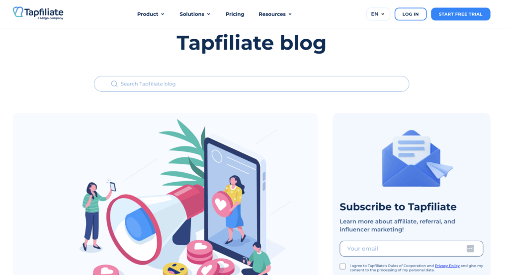 Tapfiliate blog page