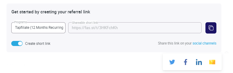 Tapfiliate Link Shortener