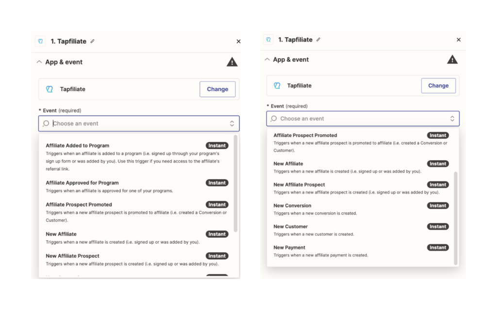 Zapier triggers for webhooks