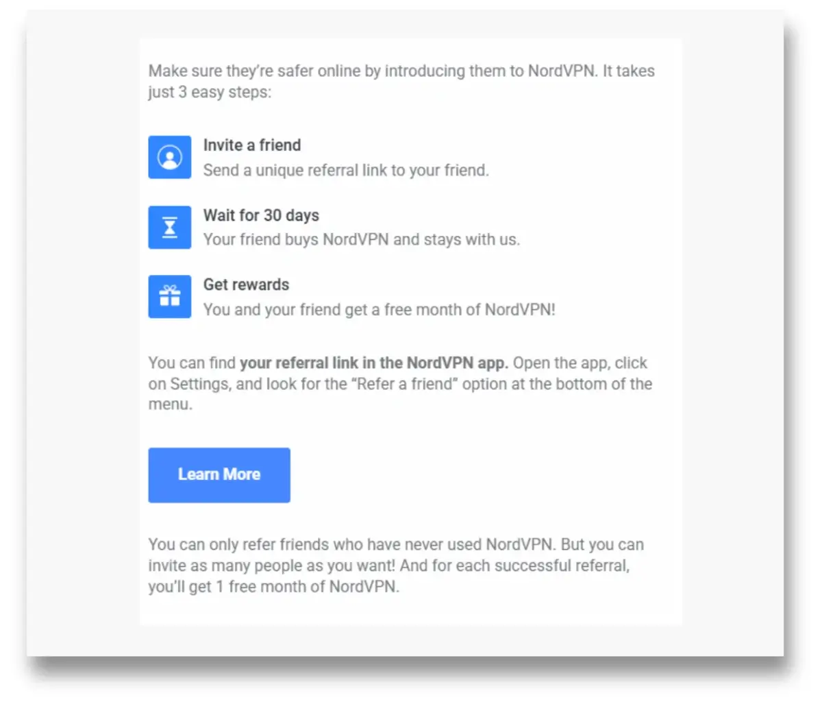 Terms and conditions for a referral program