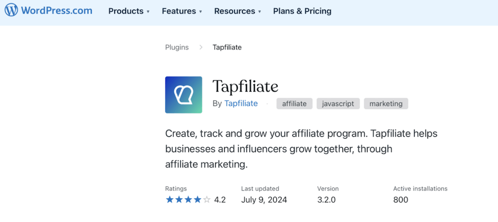 Word Press installation page